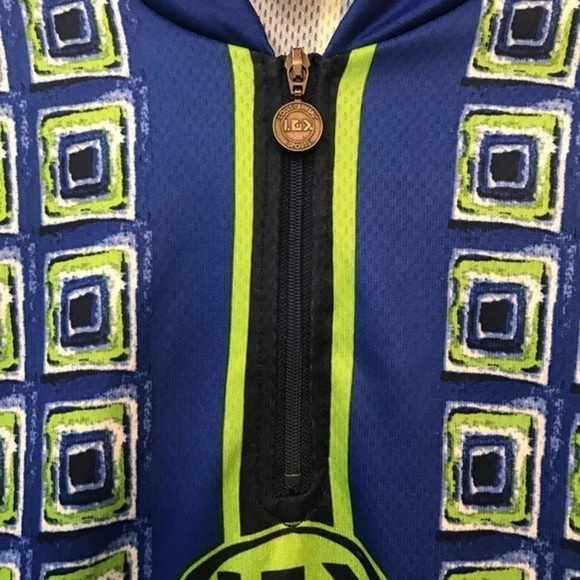Bicycling Jersey Blue and Lime Green - Picture 3 of 8
